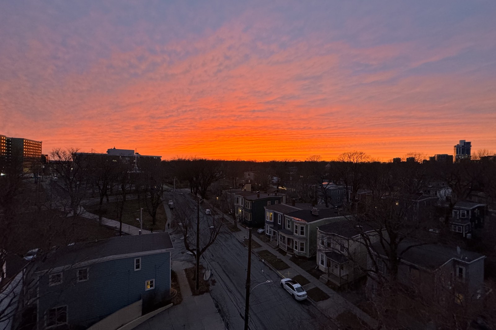 Sunset City Street with Trees — City wallpaper