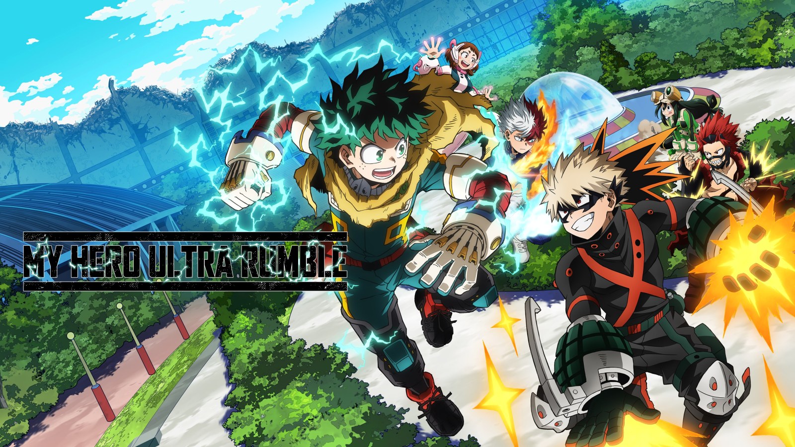 View of My Hero Ultra Rumble in Olive Tones — Anime wallpaper