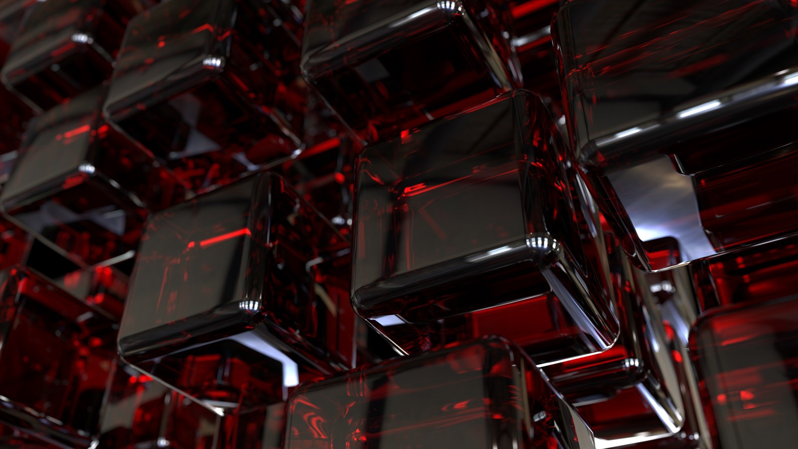 Glossy Red and Black Cubic Structure Wallpaper — Abstract wallpaper