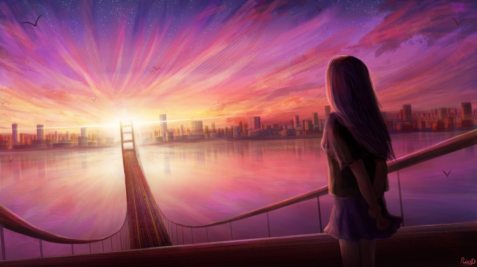 Bridge of Longing in Pink Tones — Sunsets & Sunrises wallpaper