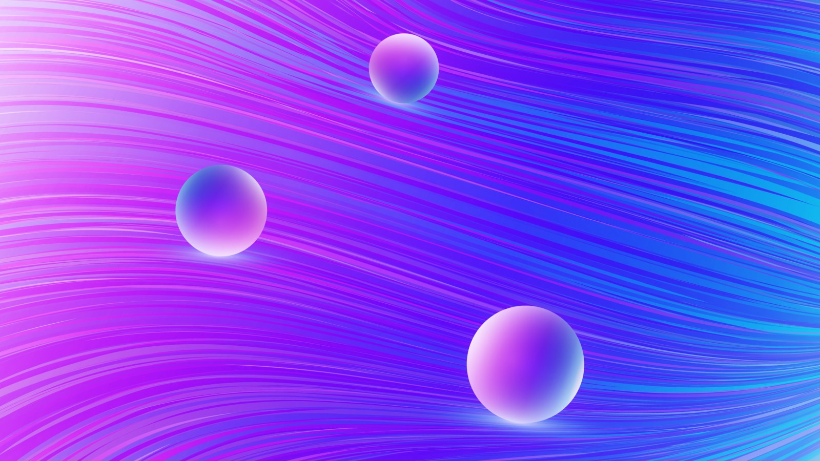 Purple Neon Waves and Spheres Wallpaper — Abstract wallpaper