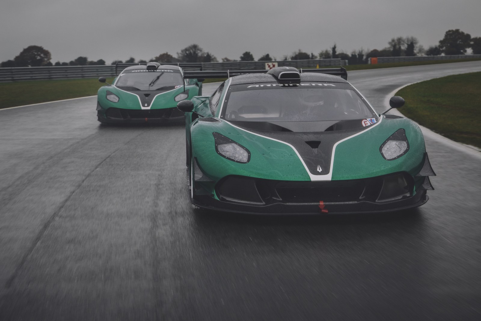 Green Race Cars on a Bend — Cars wallpaper