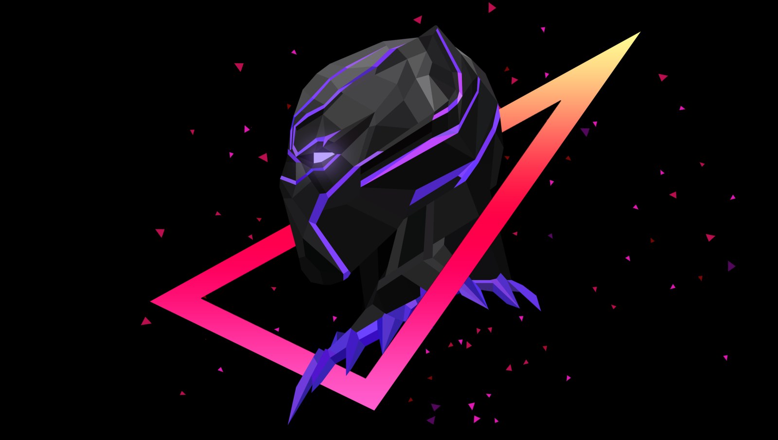 Black Panther Low Poly Neon Artwork Wallpaper — Fantasy wallpaper