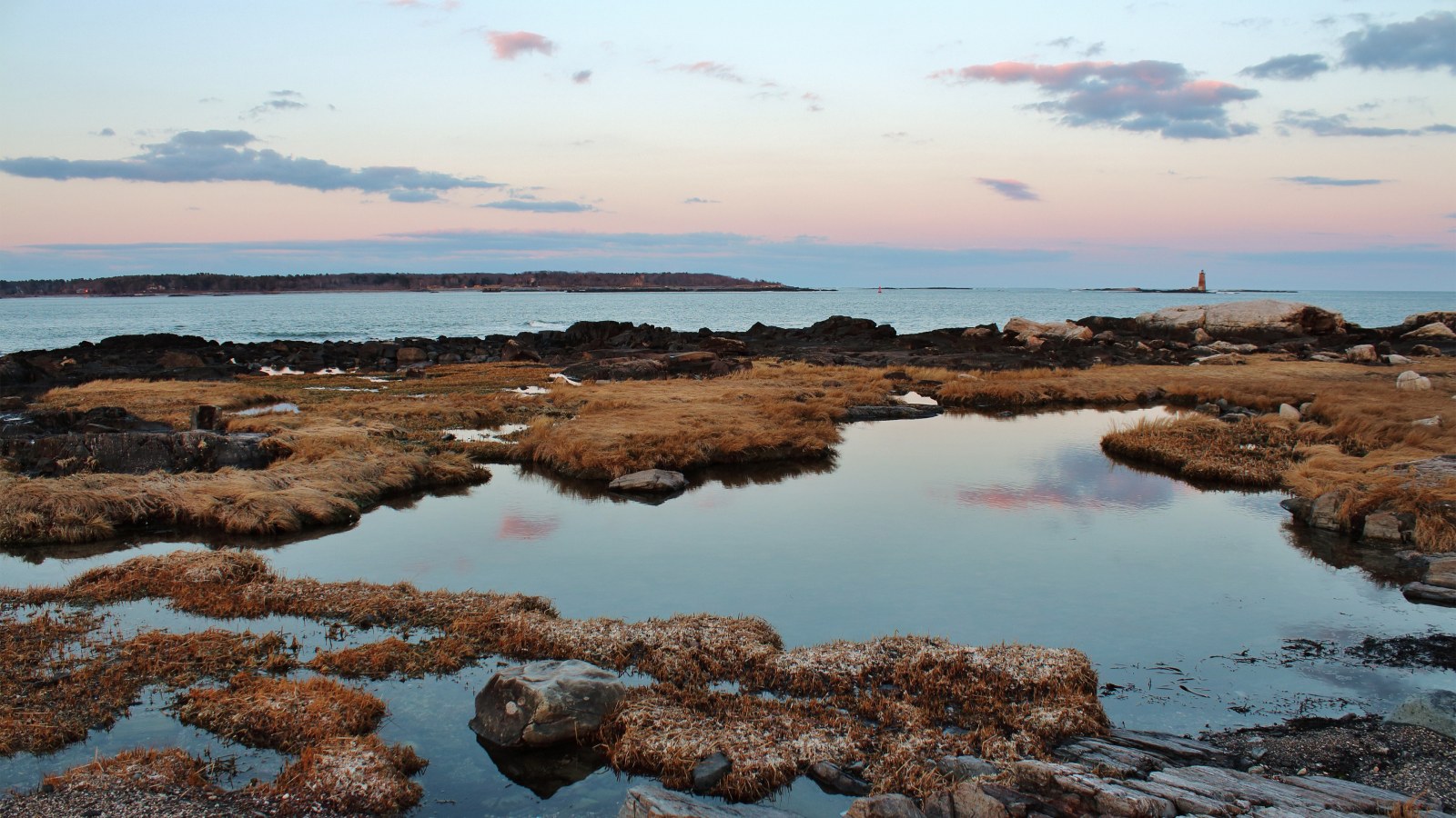 Coastal Tidal Pools at Dusk 4K Wallpaper — Nature wallpaper