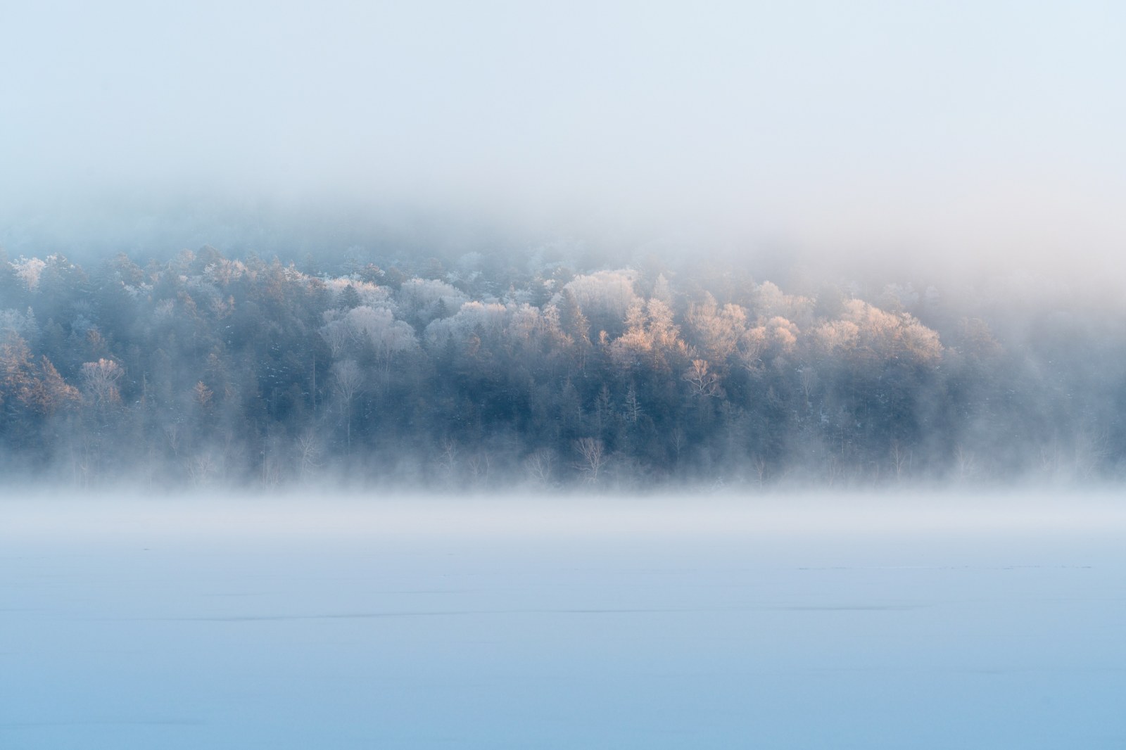 Mist Rising off a Winter Lake — Nature wallpaper