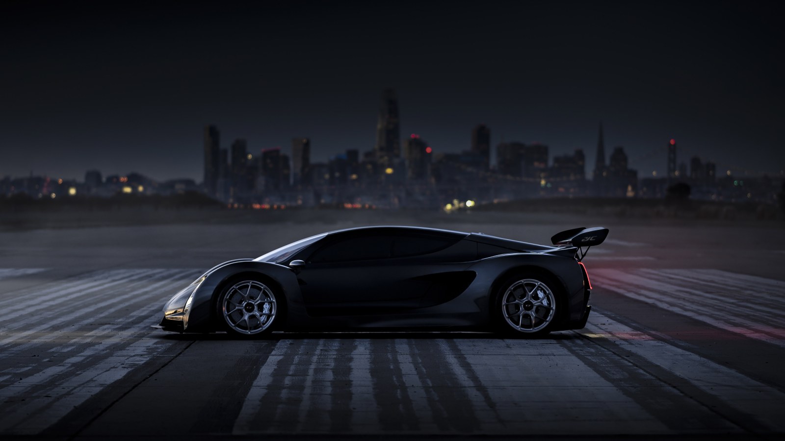 Black Supercar over a Night Skyline — Cars wallpaper