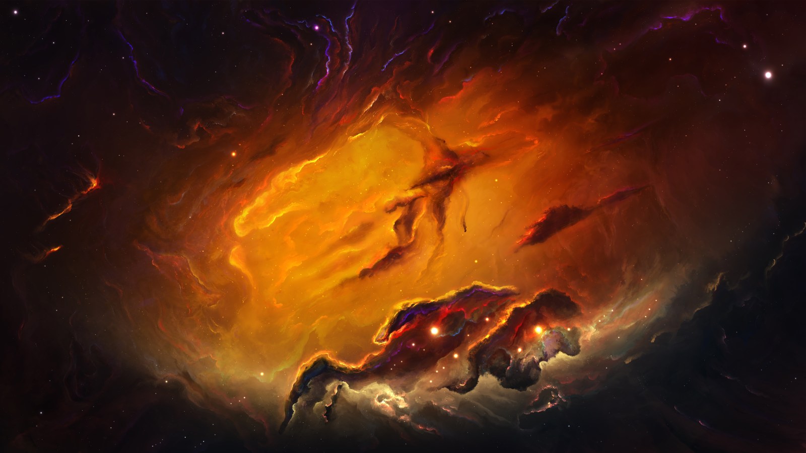 Golden Cosmic Nebula Wallpaper — Space wallpaper