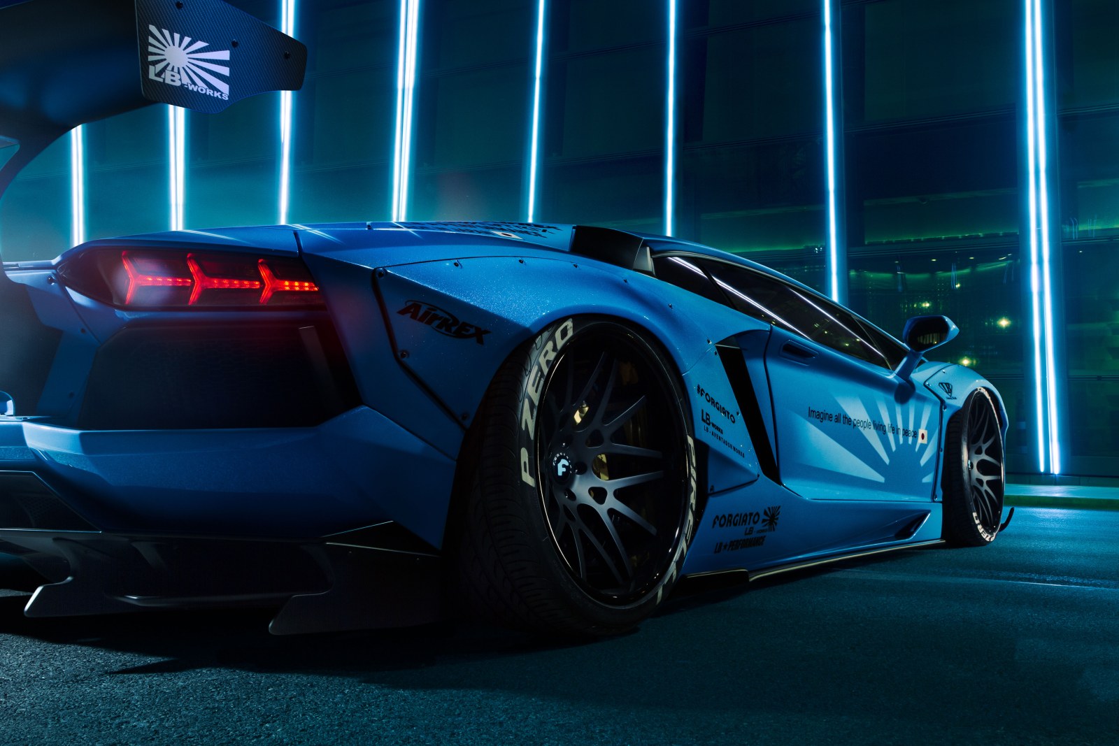 Lamborghini Aventador Lb Performance Body Kit Blue Wallpaper — Cars wallpaper