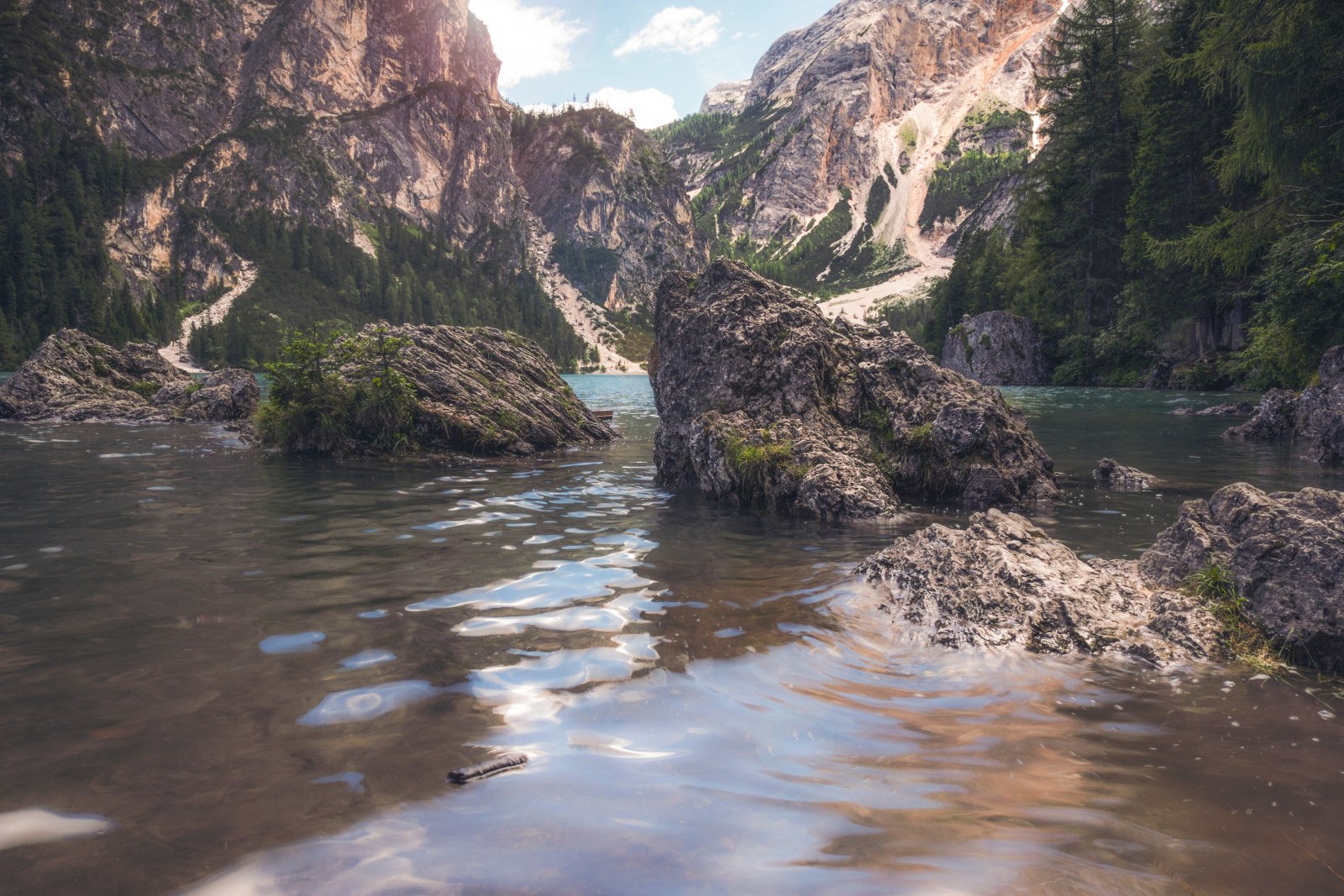 Mountain Lake and Mountains in Brown Light — Mountains wallpaper