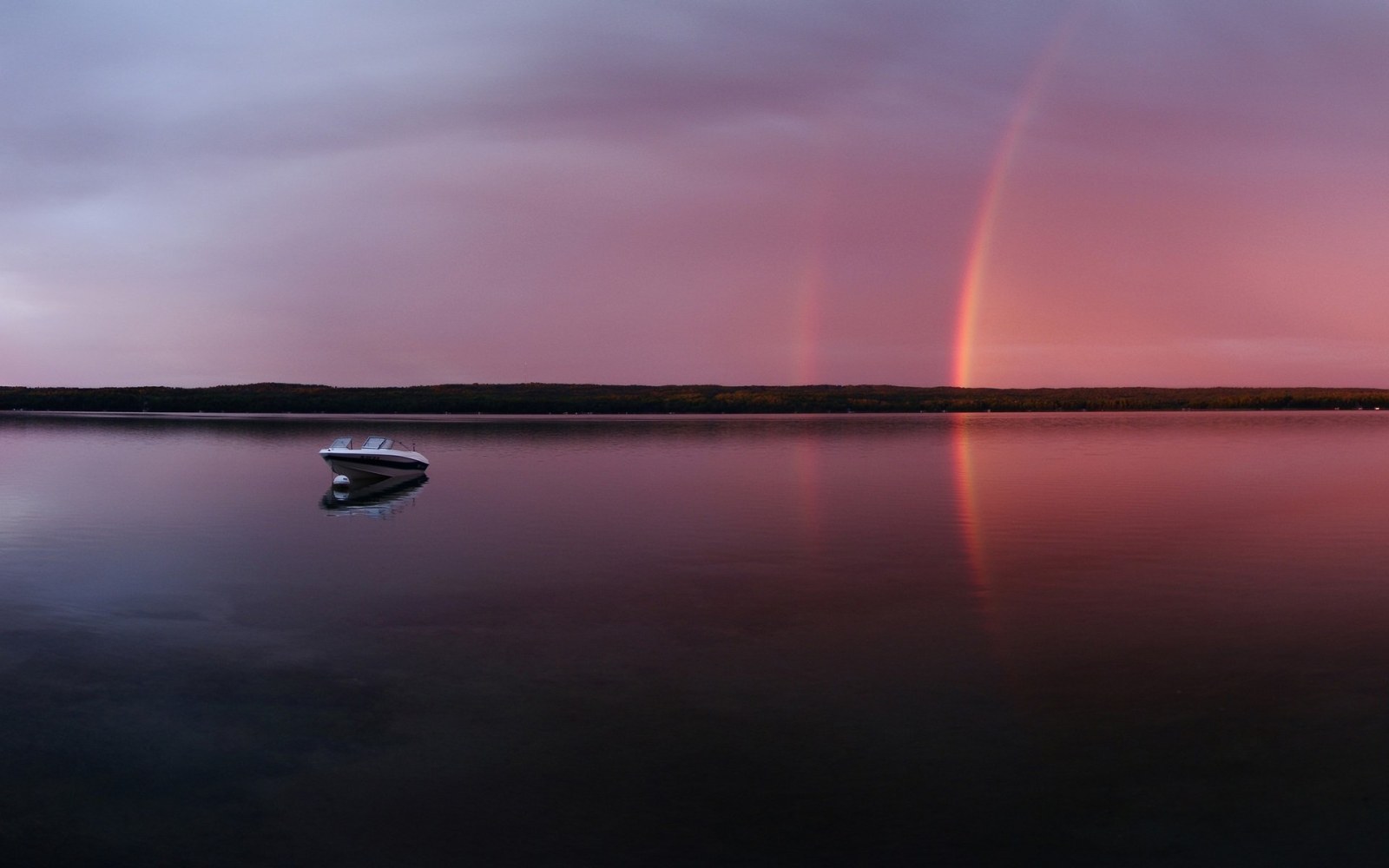Rainbow Above a Twilight Lake Wallpaper — Nature wallpaper