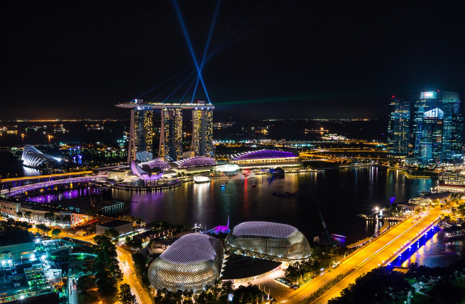 Singapore Marina Bay Night View Architecture Skyline Wallpaper — City wallpaper