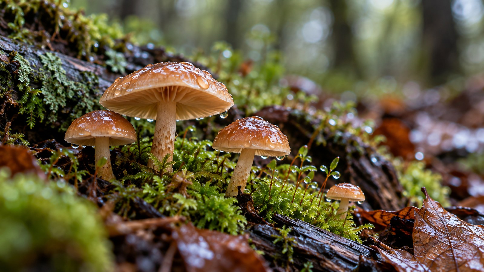 Rainforest Mushrooms Macro 4K Wallpaper — Nature wallpaper