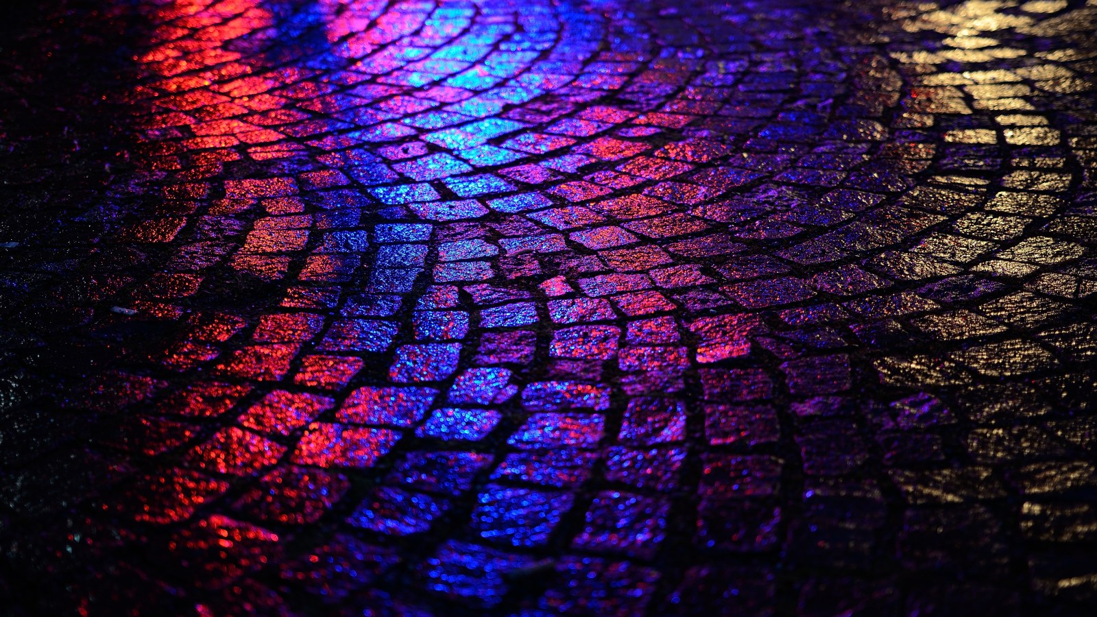 Neon Reflections on Cobblestones Wallpaper — Abstract wallpaper