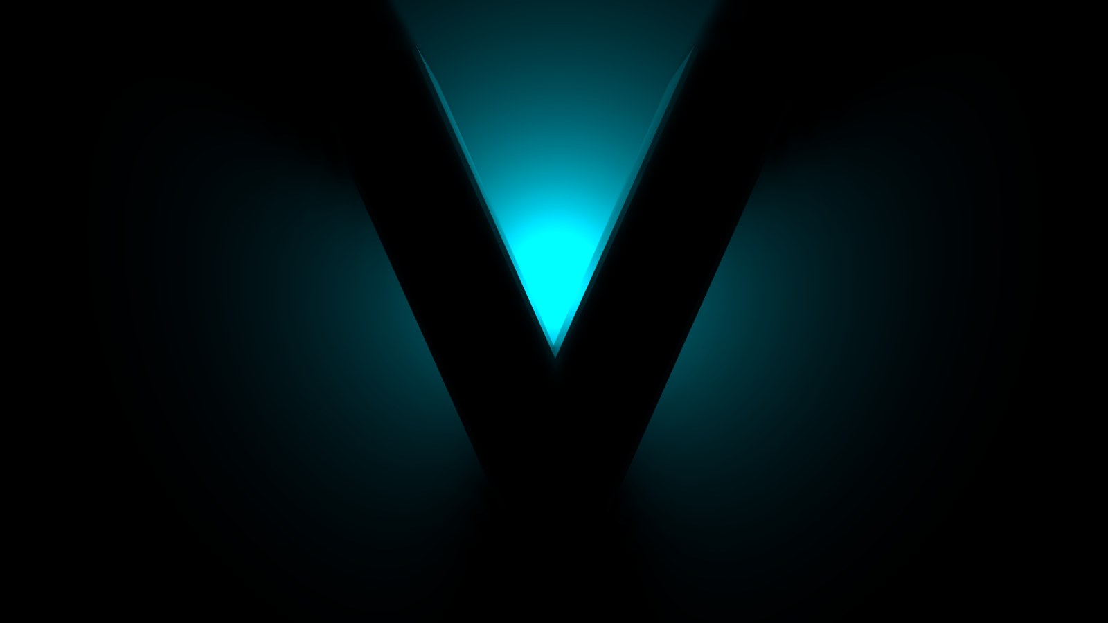 Teal Neon V Shape Wallpaper — Abstract wallpaper