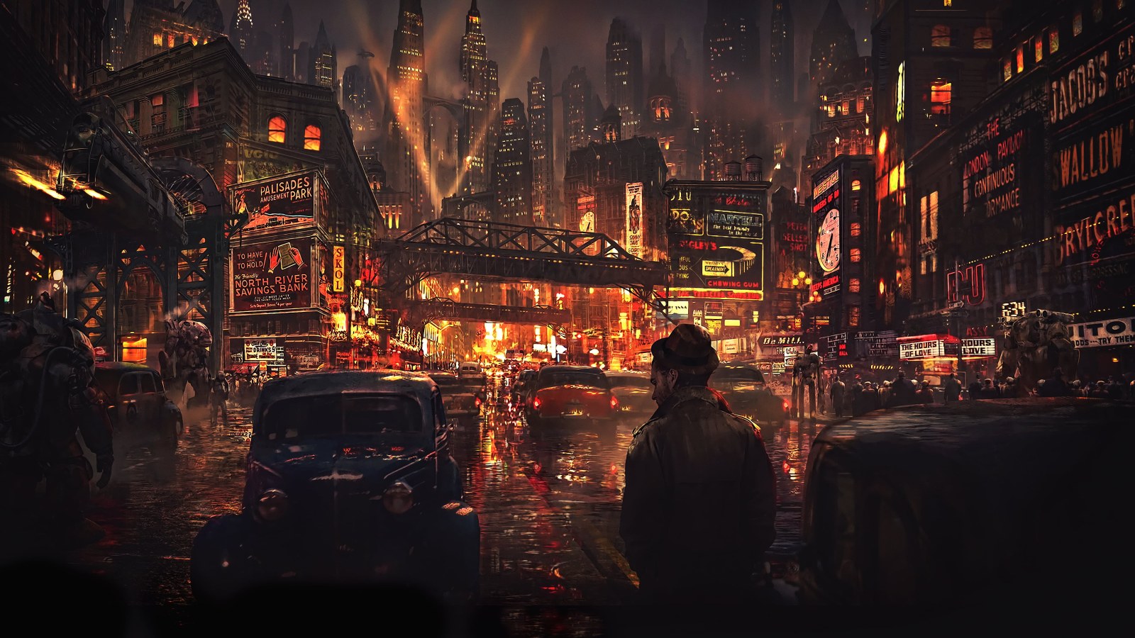 Nighttime Cityscape with City Street — City wallpaper