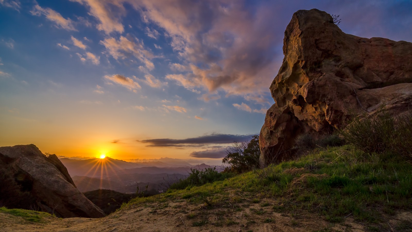 Mountain Ridge at Golden Sunset 4K Wallpaper — Nature wallpaper