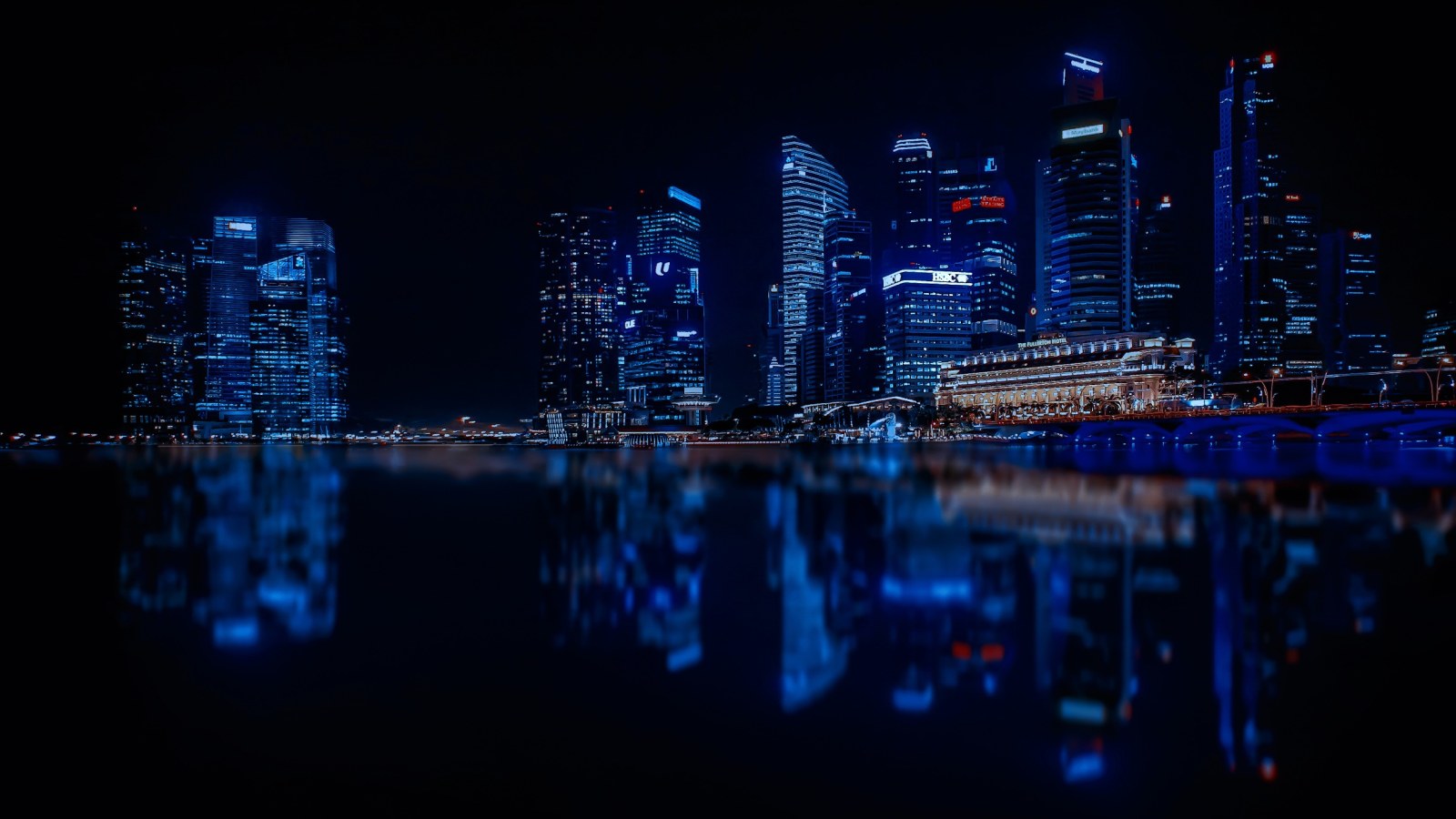 Singapore Cityscape Nightscape Modern Urban Reflections Wallpaper — City wallpaper