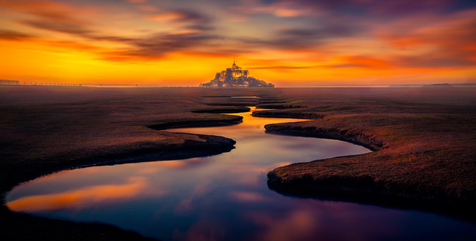 Mont Saint Michel Landscape Island Normandy France Wallpaper — City wallpaper