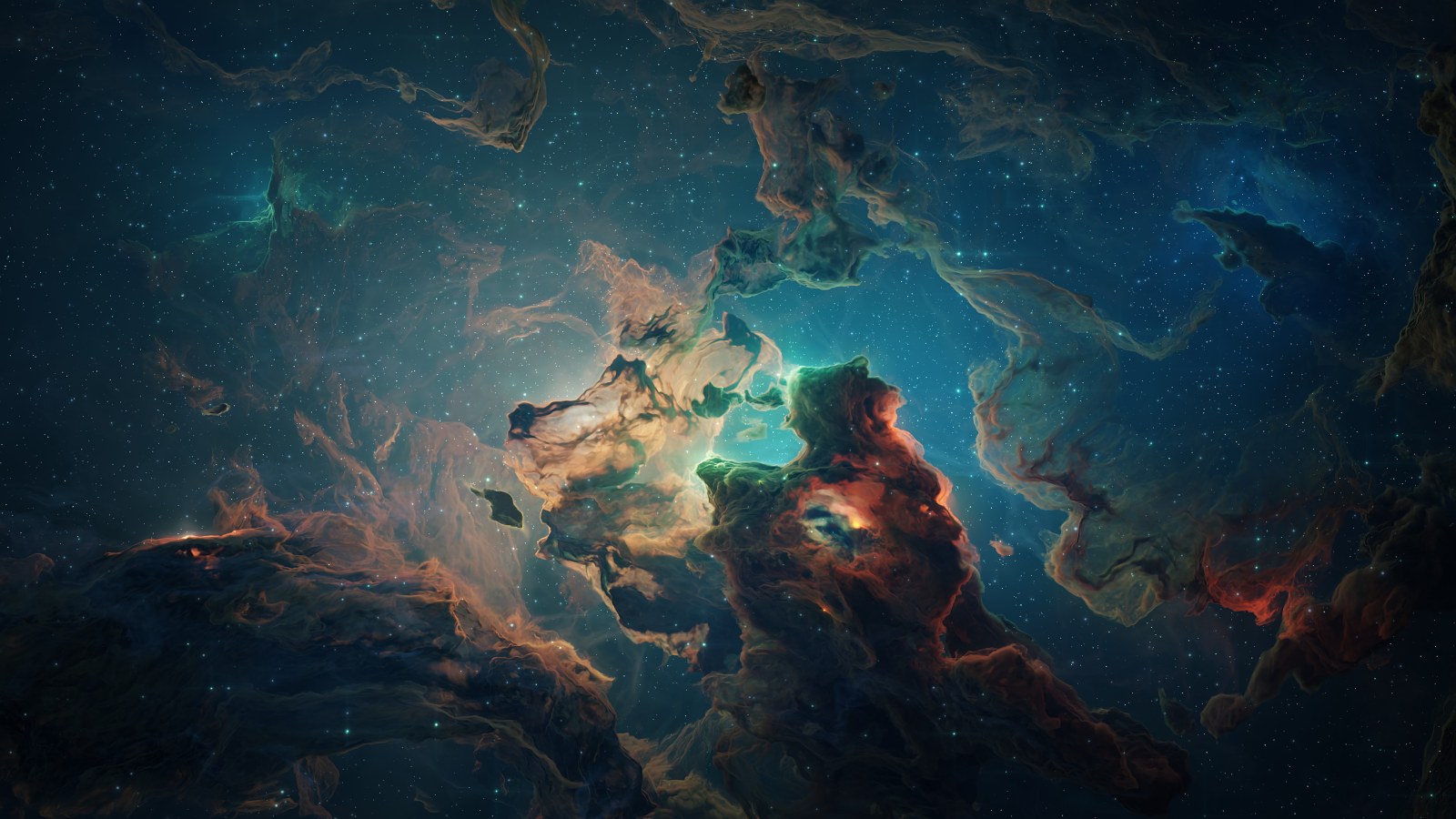 Turquoise Nebula and Cosmic Dust Wallpaper — Space wallpaper