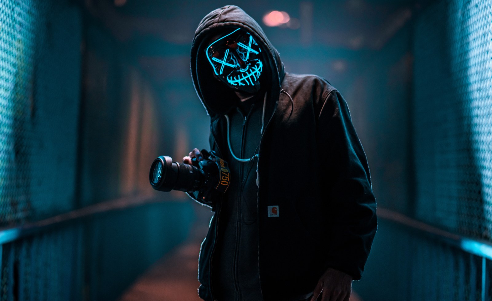 Neon Masked Photographer Wallpaper — Abstract wallpaper