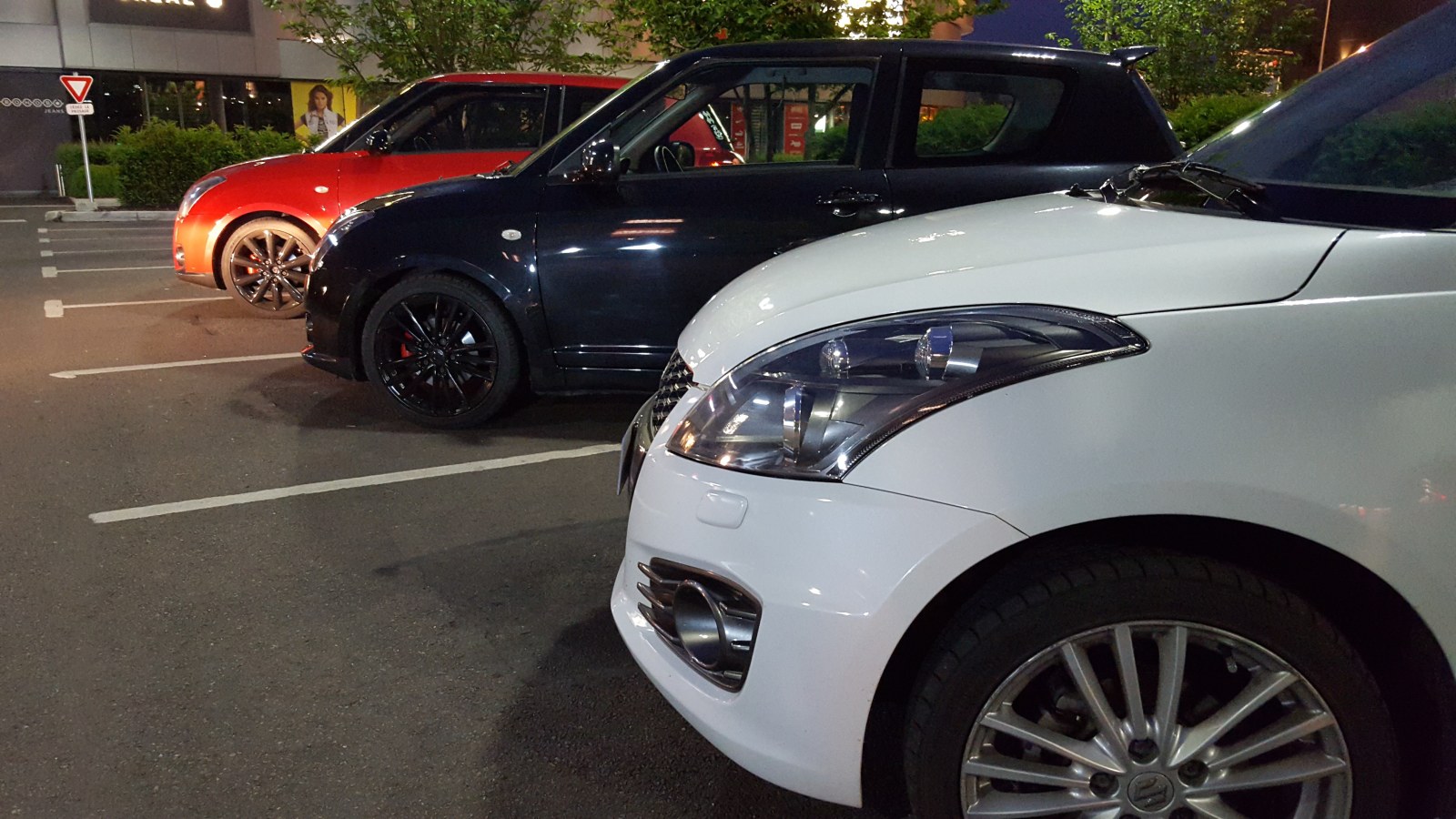 White Hatchback in an Evening Lot — Cars wallpaper