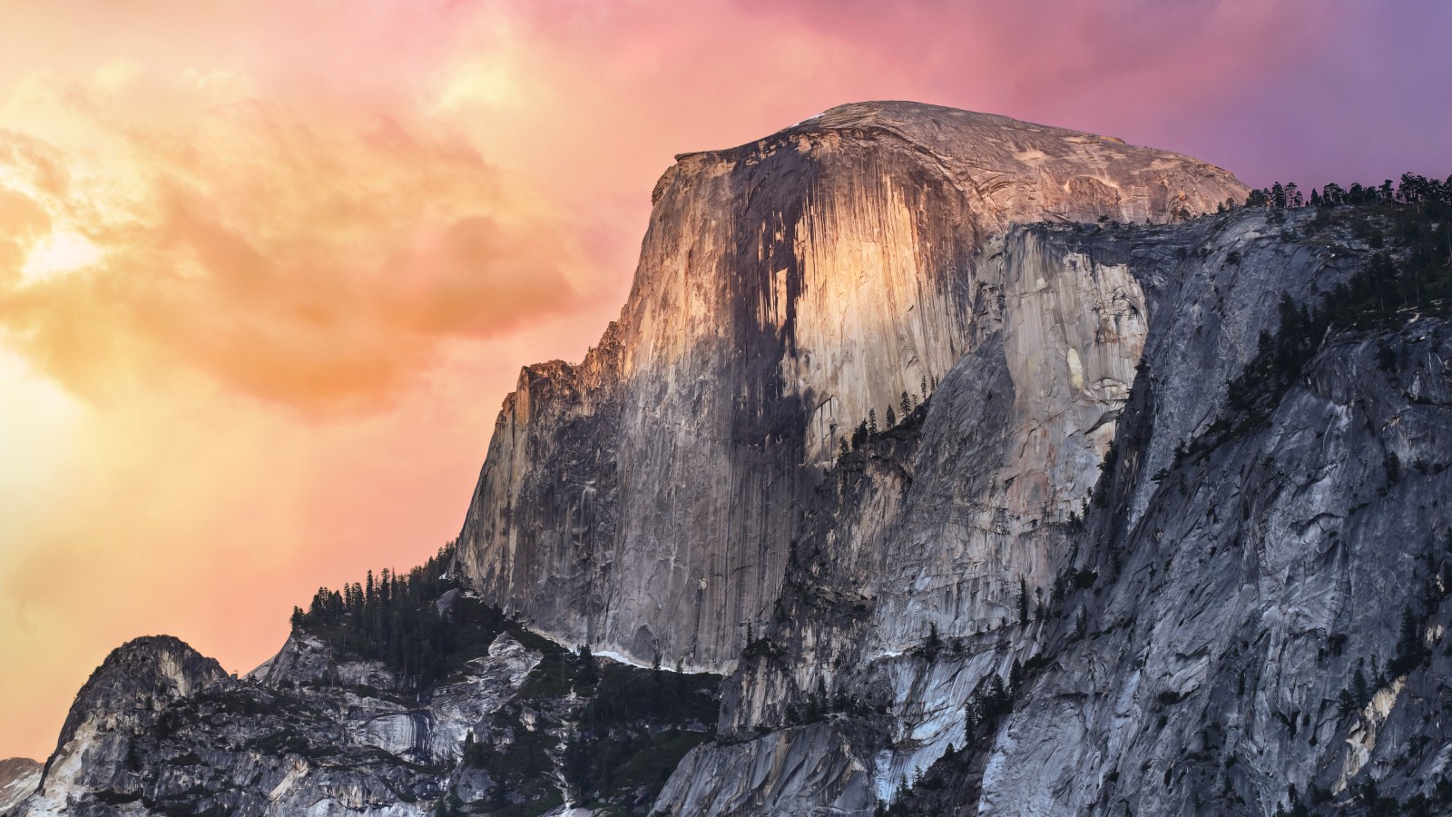 Yosemite Cliffs Under a Golden Sky Wallpaper — Nature wallpaper