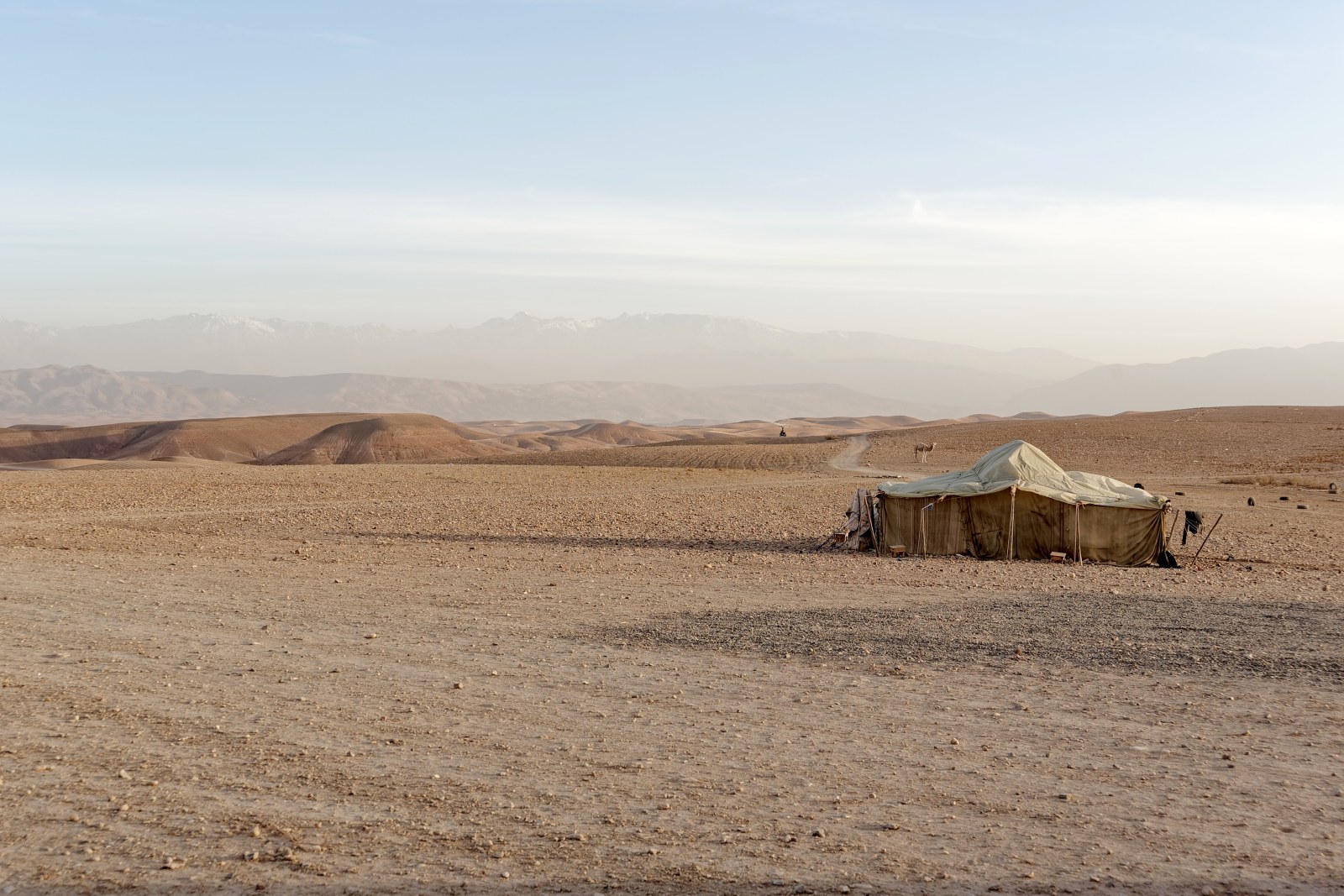 Lone Tent in the Agafay Desert — Desert wallpaper
