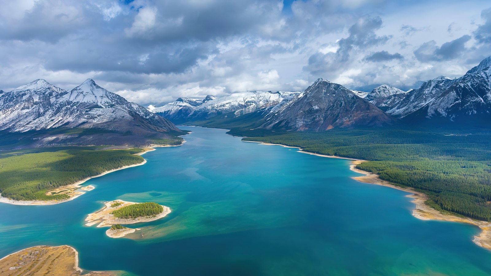 Aerial View of a Turquoise Mountain Lake Wallpaper — Nature wallpaper