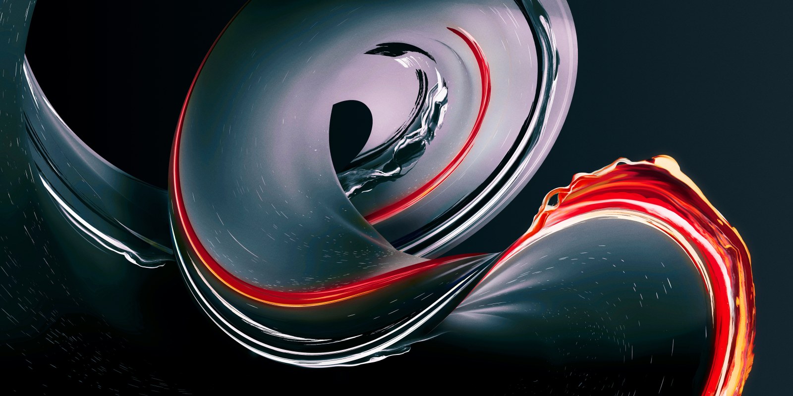 Red and Silver Metallic Swirl Wallpaper — Abstract wallpaper