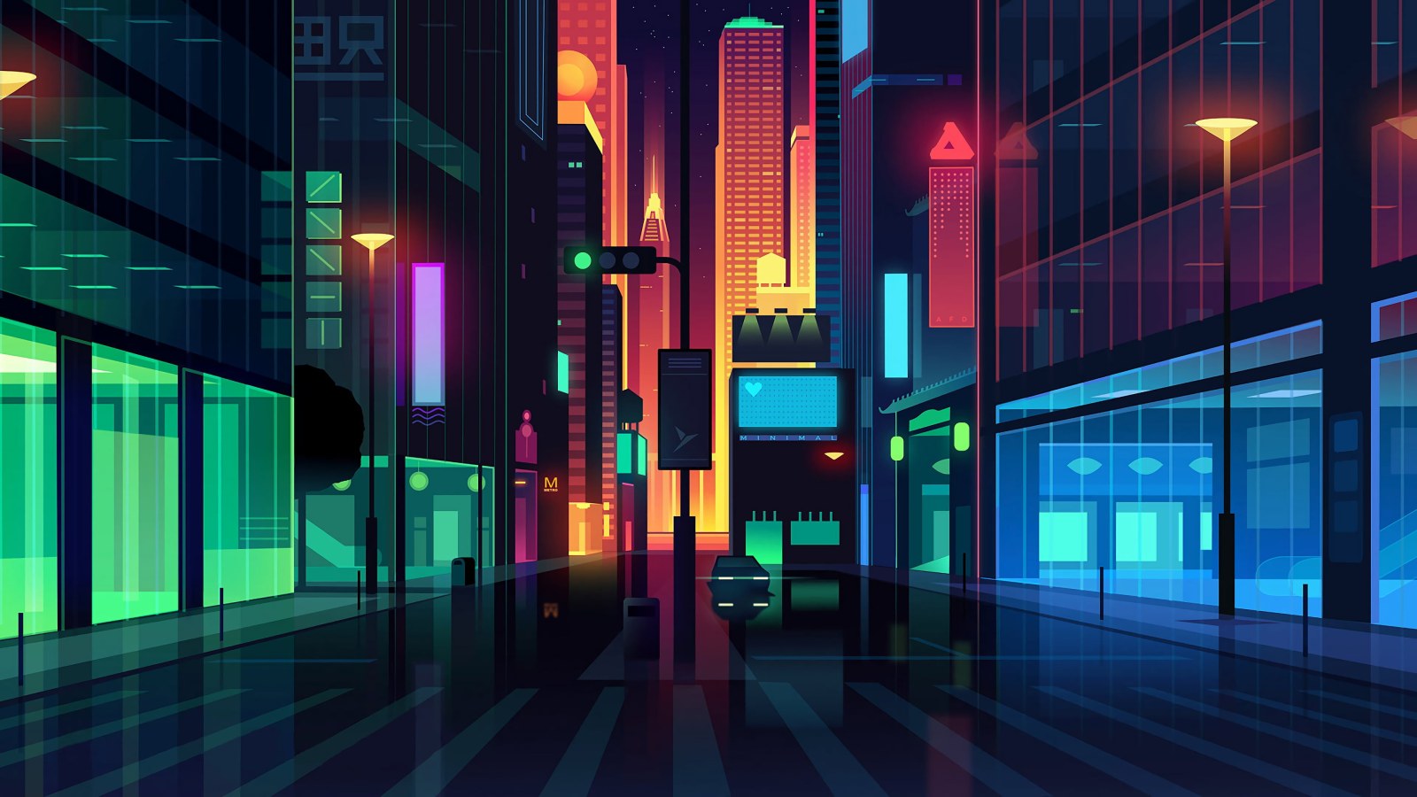 Cool-Toned City Street Desktop Background — City wallpaper