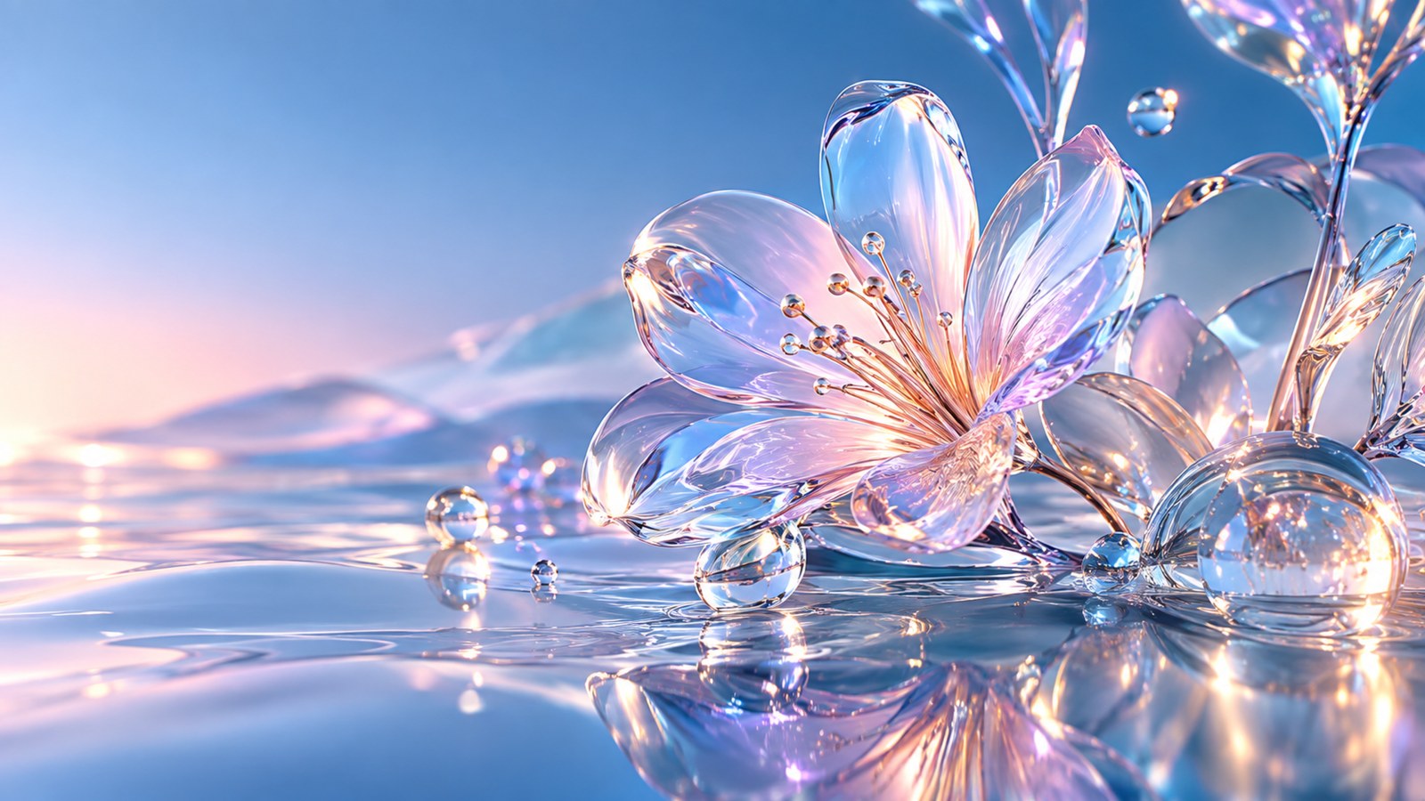 Liquid Glass Flower 4K Wallpaper — Abstract wallpaper