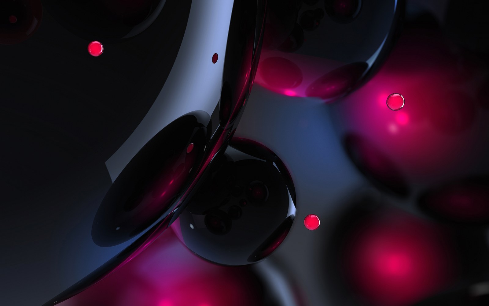 Dark Spheres with Pink Light Wallpaper — Abstract wallpaper