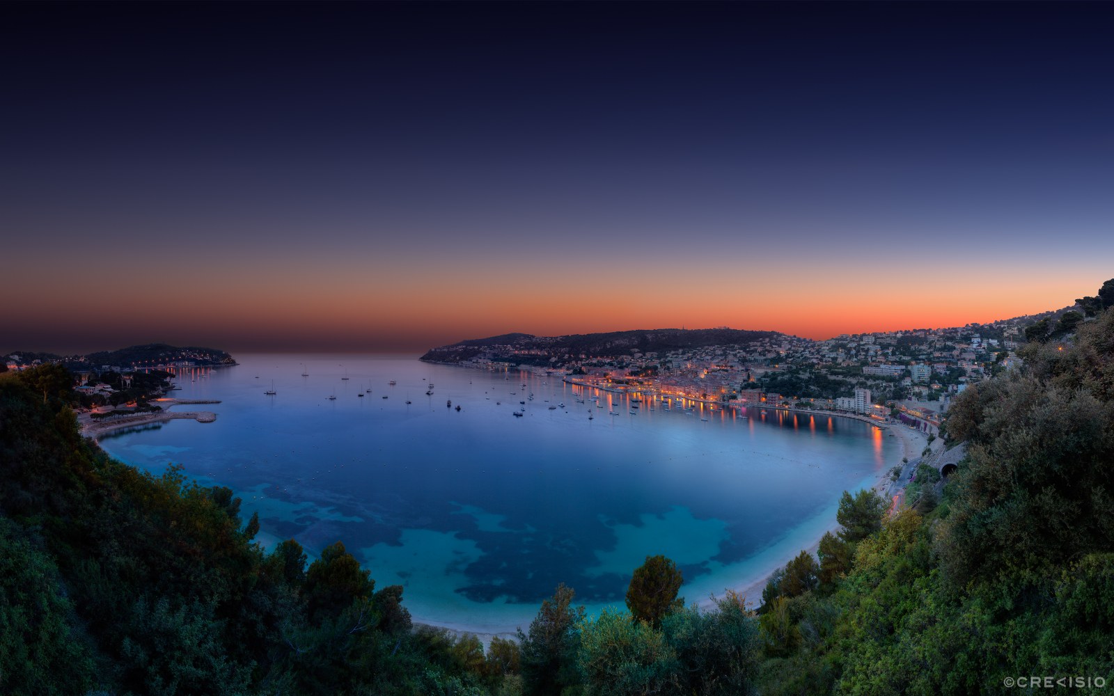 Twilight Sunset Panorama French Riviera Cityscape Beach Wallpaper — City wallpaper