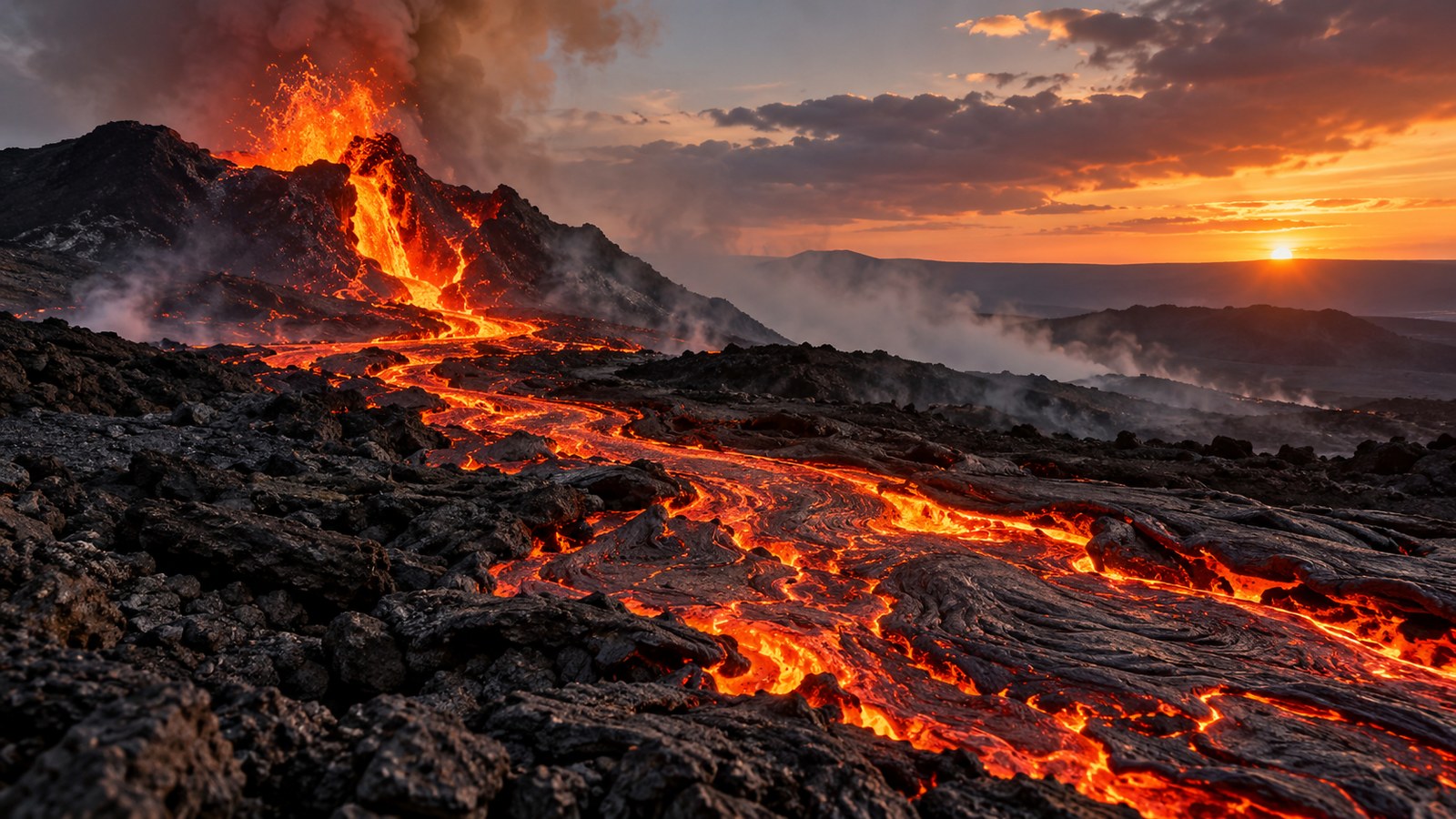 Volcanic Lava Flow 4K Wallpaper — Nature wallpaper