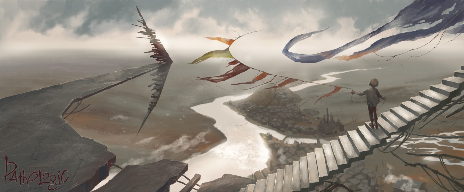 Floating Ribbons over a Fantasy Valley — Fantasy wallpaper
