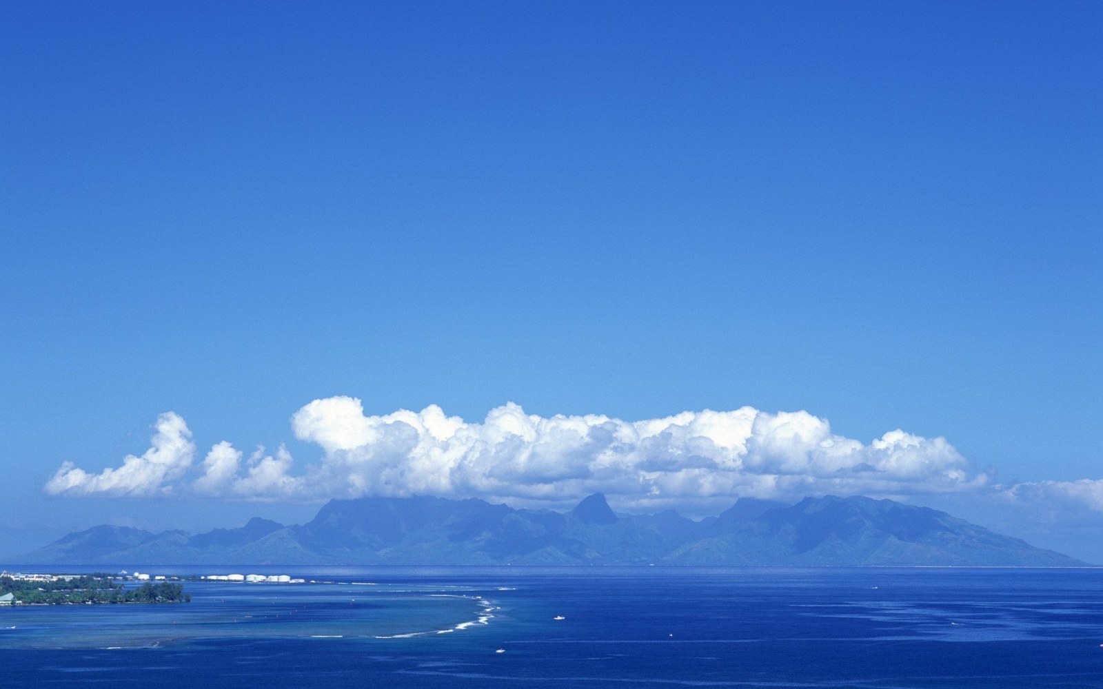 Blue Mountain Island and Clouds Wallpaper — Nature wallpaper