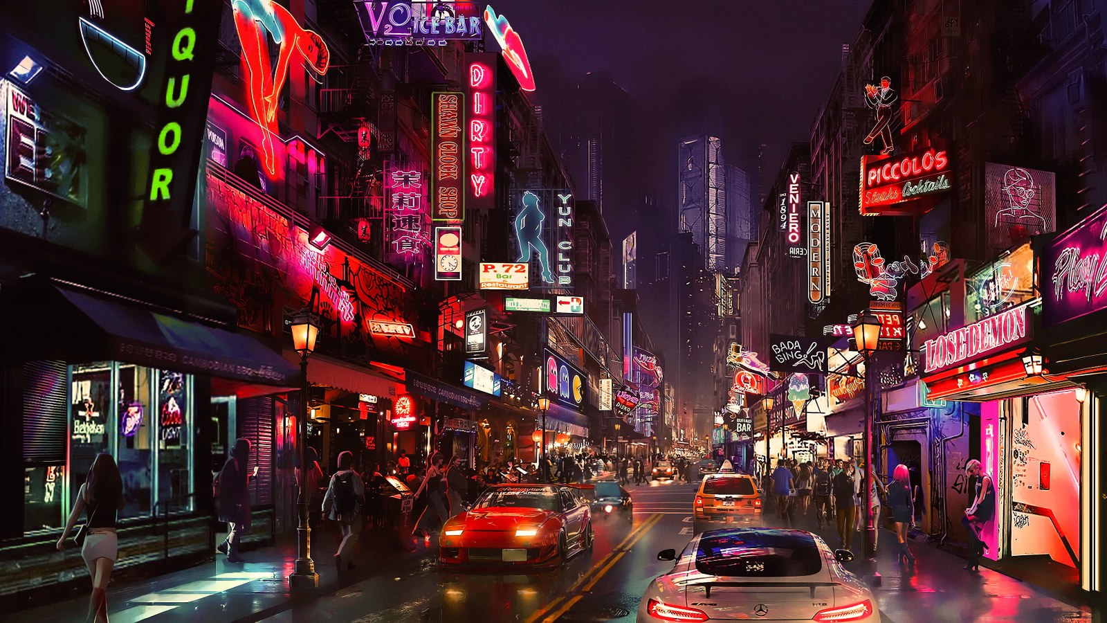 Cityscape in Warm Navy Light — City wallpaper