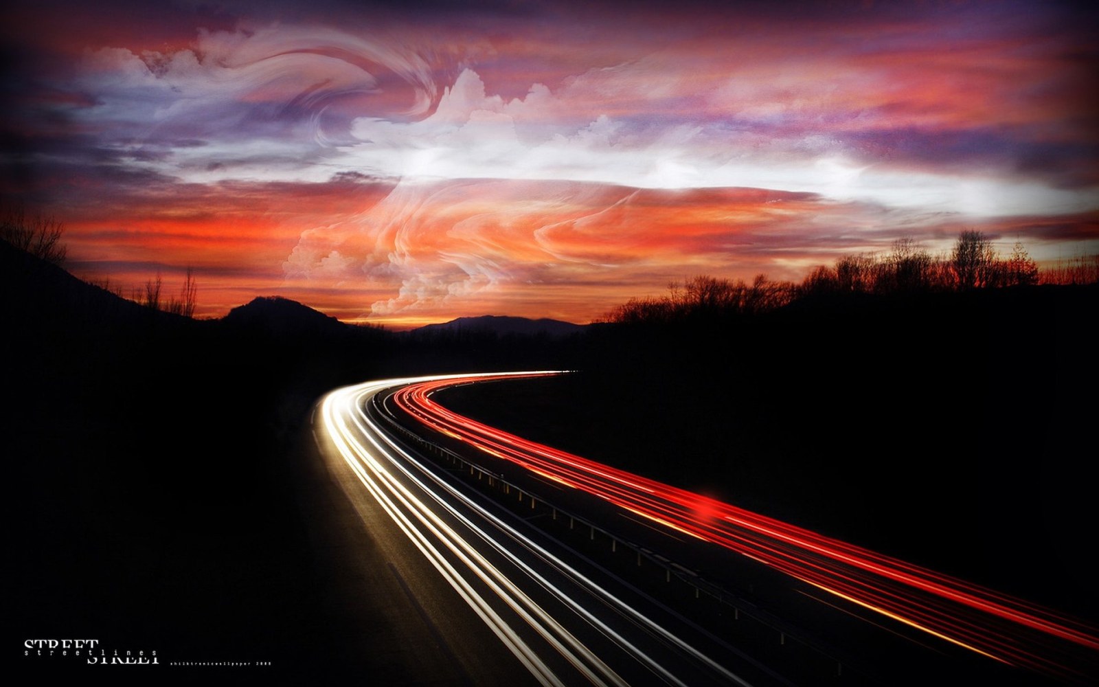 Long Exposure Road Lights at Sunset Wallpaper — City wallpaper