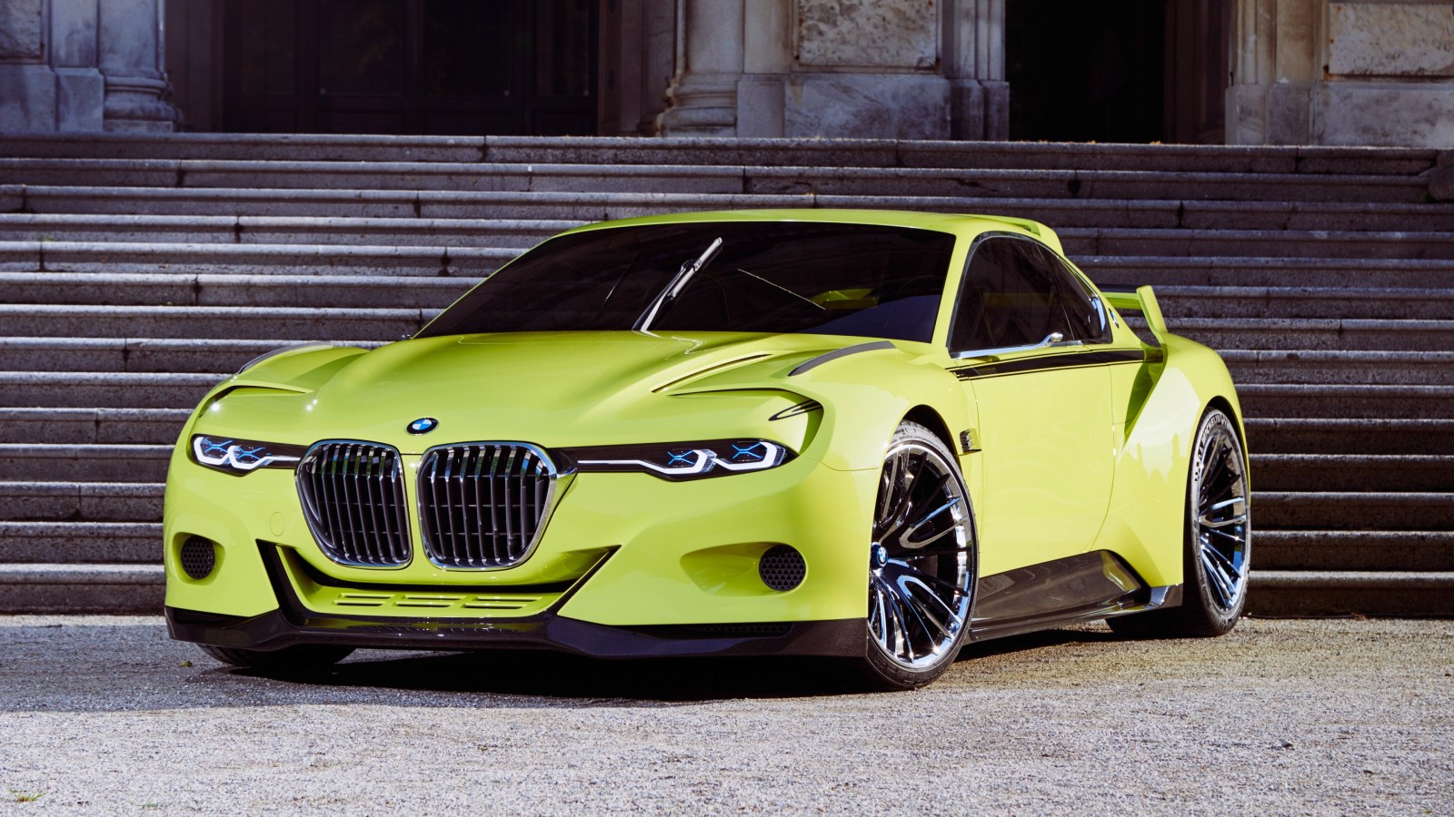 Lime-Green Coupe by Stone Stairs — Cars wallpaper