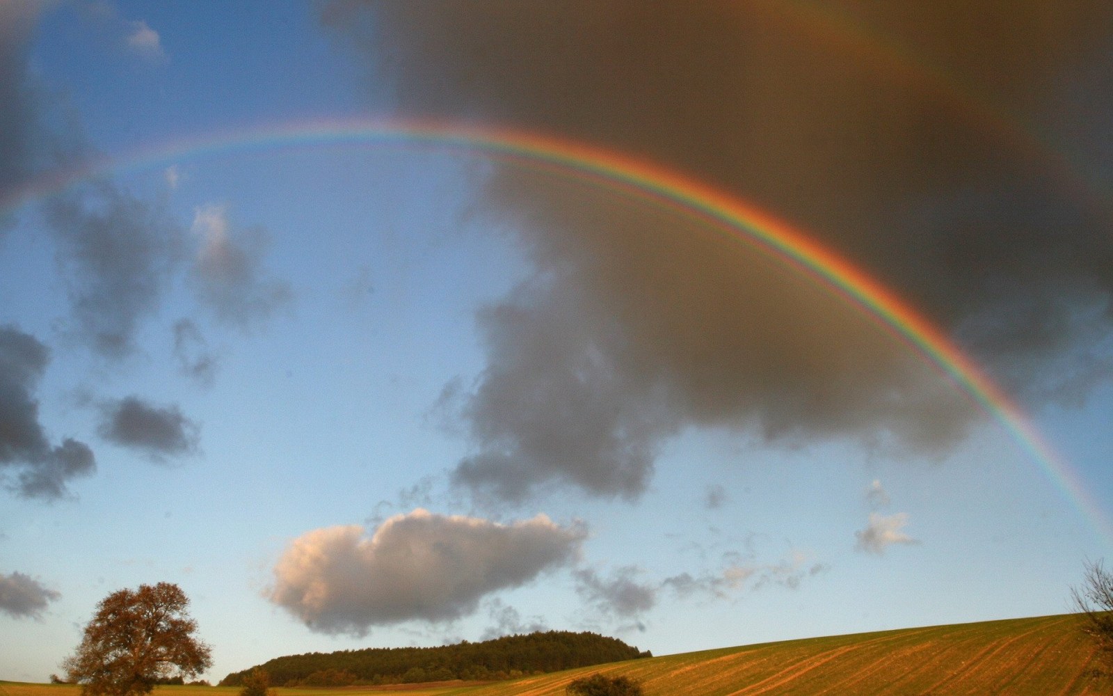 Rainbow Above a Rural Landscape Wallpaper — Nature wallpaper