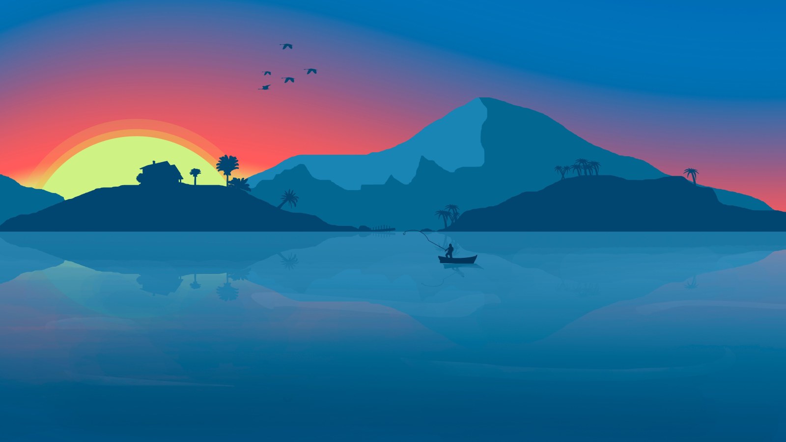 Bird in Cool Teal Light — Sunsets & Sunrises wallpaper