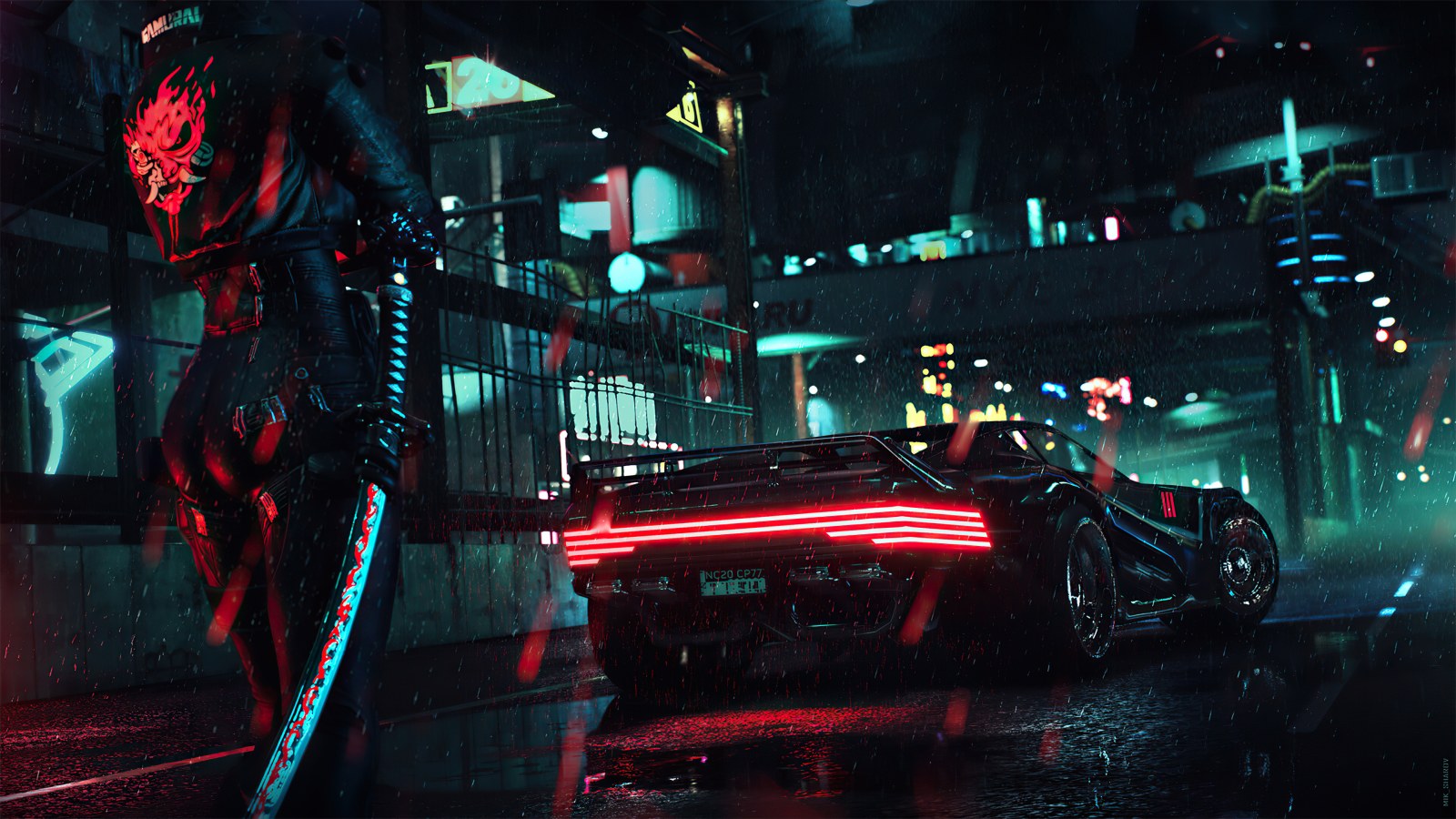 Neon Sports Car and Futuristic City Wallpaper — Cars wallpaper