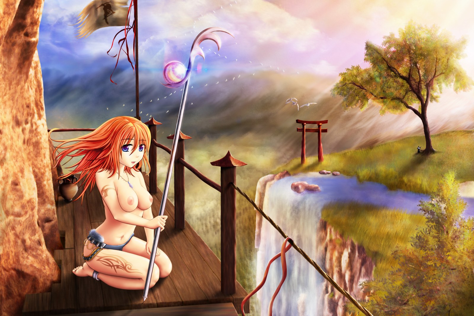 Illustrated Scene in Warm Beige Light — Anime wallpaper
