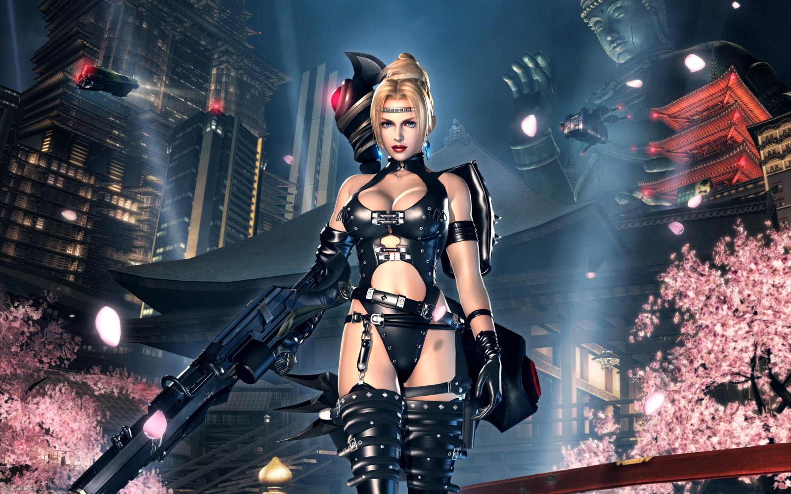 Futuristic Warrior in a Neon City — fantasy wallpaper