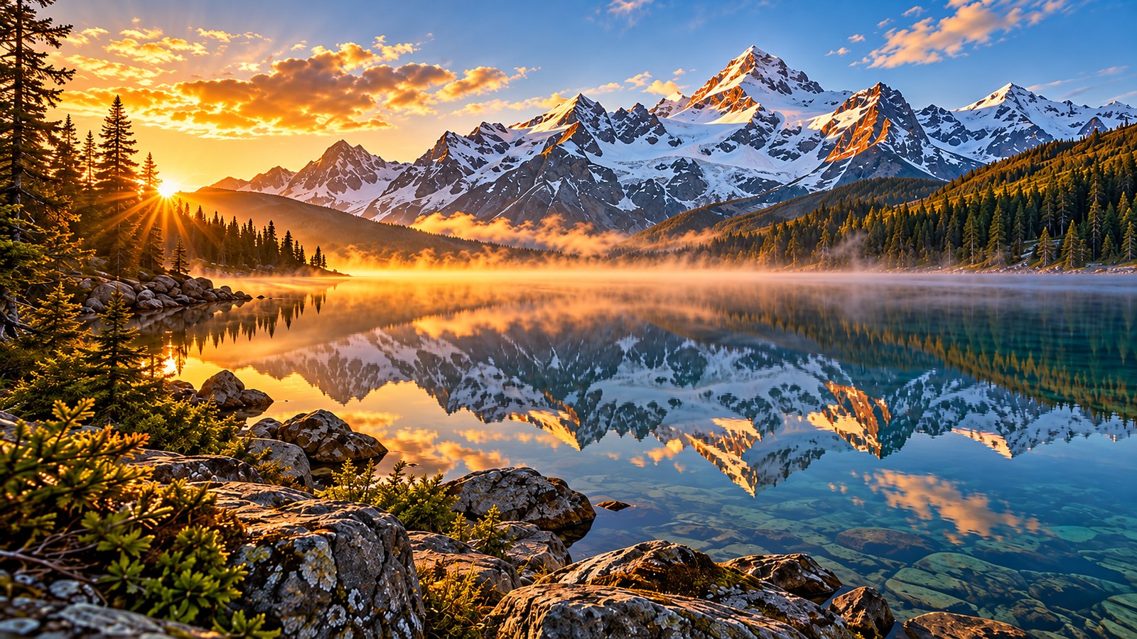 Alpine Sunrise Reflection — Nature wallpaper
