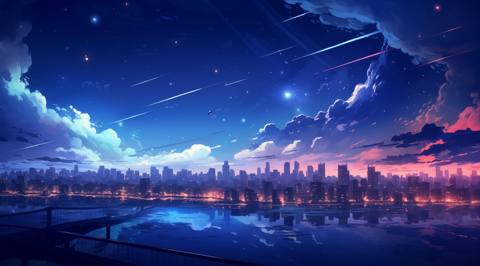 Cityscape in Cool Navy Light — City wallpaper