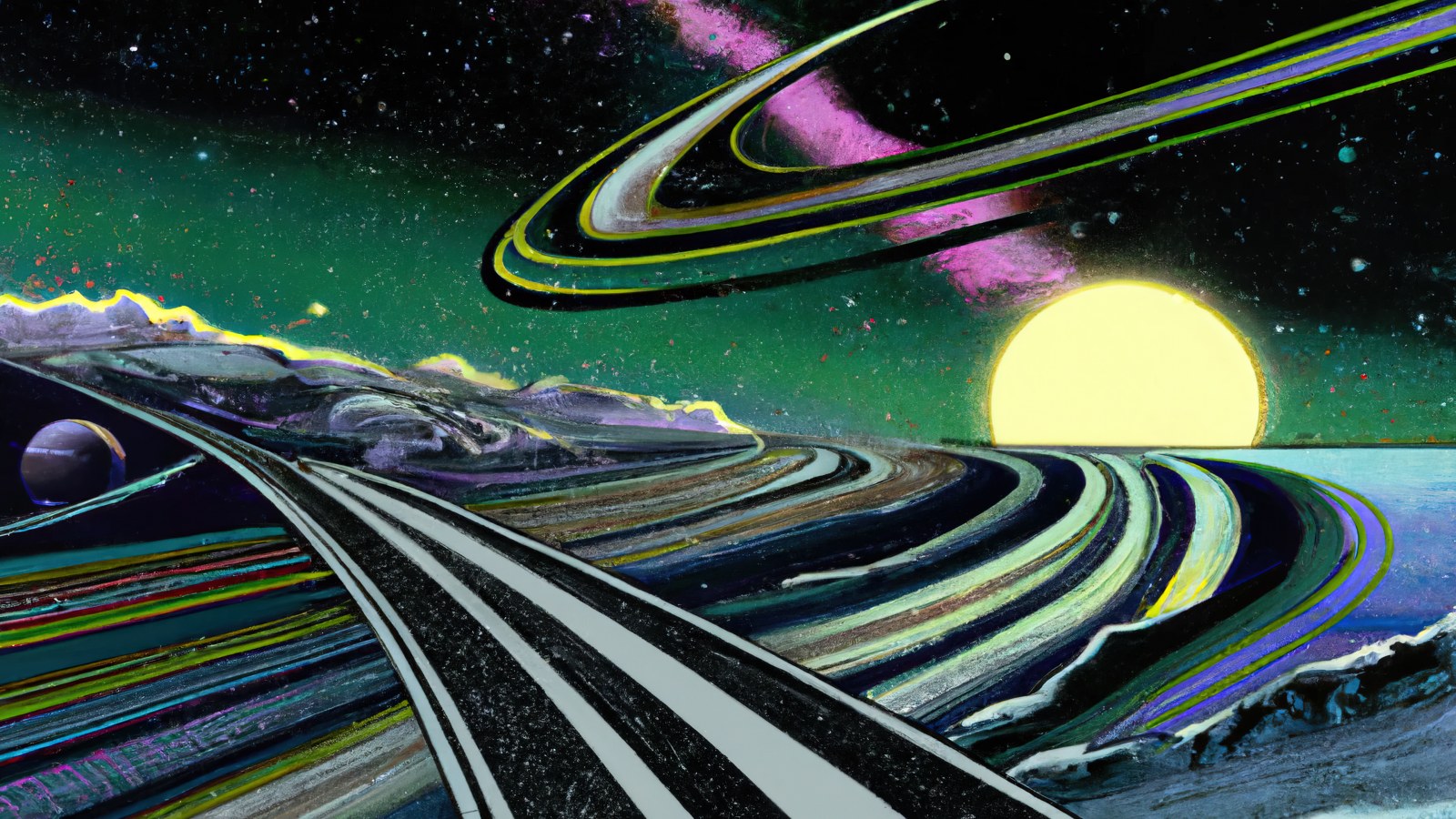 Ringed Alien World — Surreal wallpaper