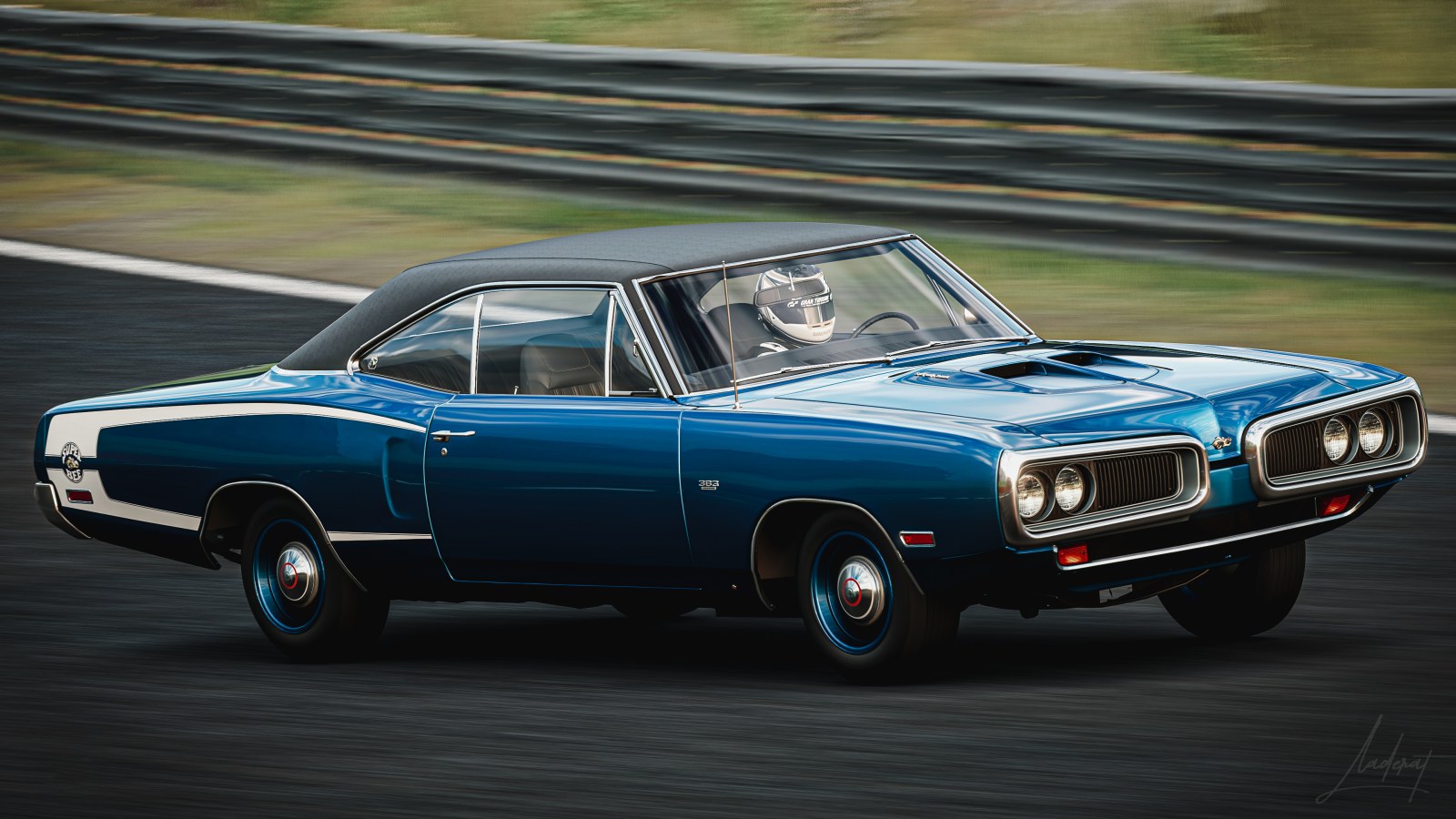 Blue Classic Muscle Car on the Track — Cars wallpaper