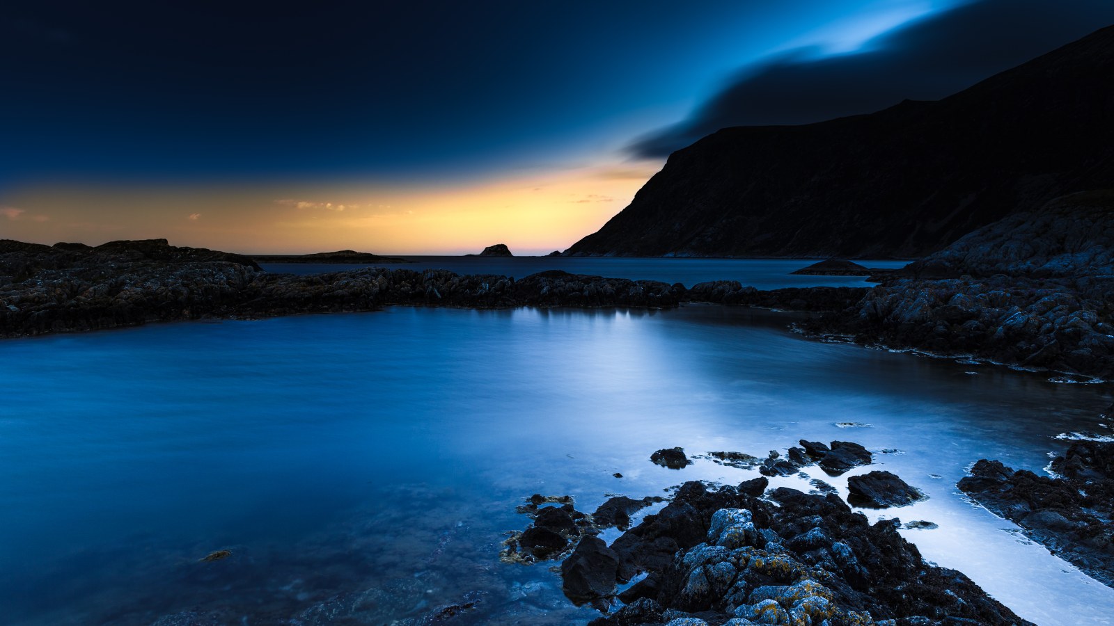Blue Volcanic Coast at Twilight 4K Wallpaper — Nature wallpaper