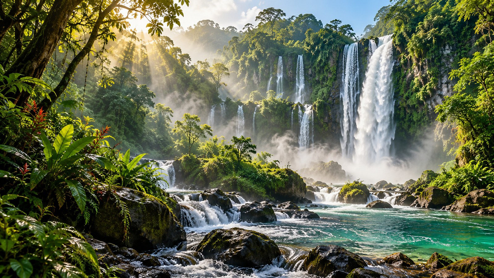 Tropical Waterfall Valley 4K Wallpaper — Nature wallpaper